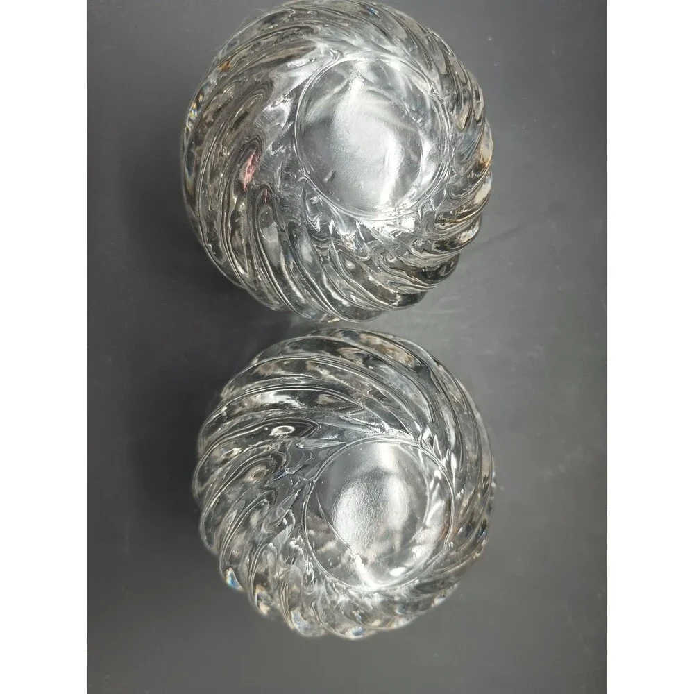 Vintage Crystal Swirl Votive Tealight Holders | Set of 2 | Heavy